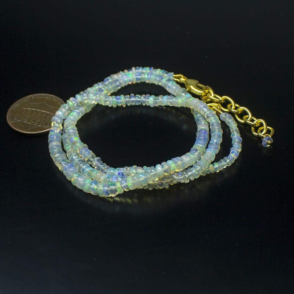 Ethiopian Opal Smooth Rondelle Beads Gold Vermeil Necklace 18" 3mm 4mm - Jalvi & Co.