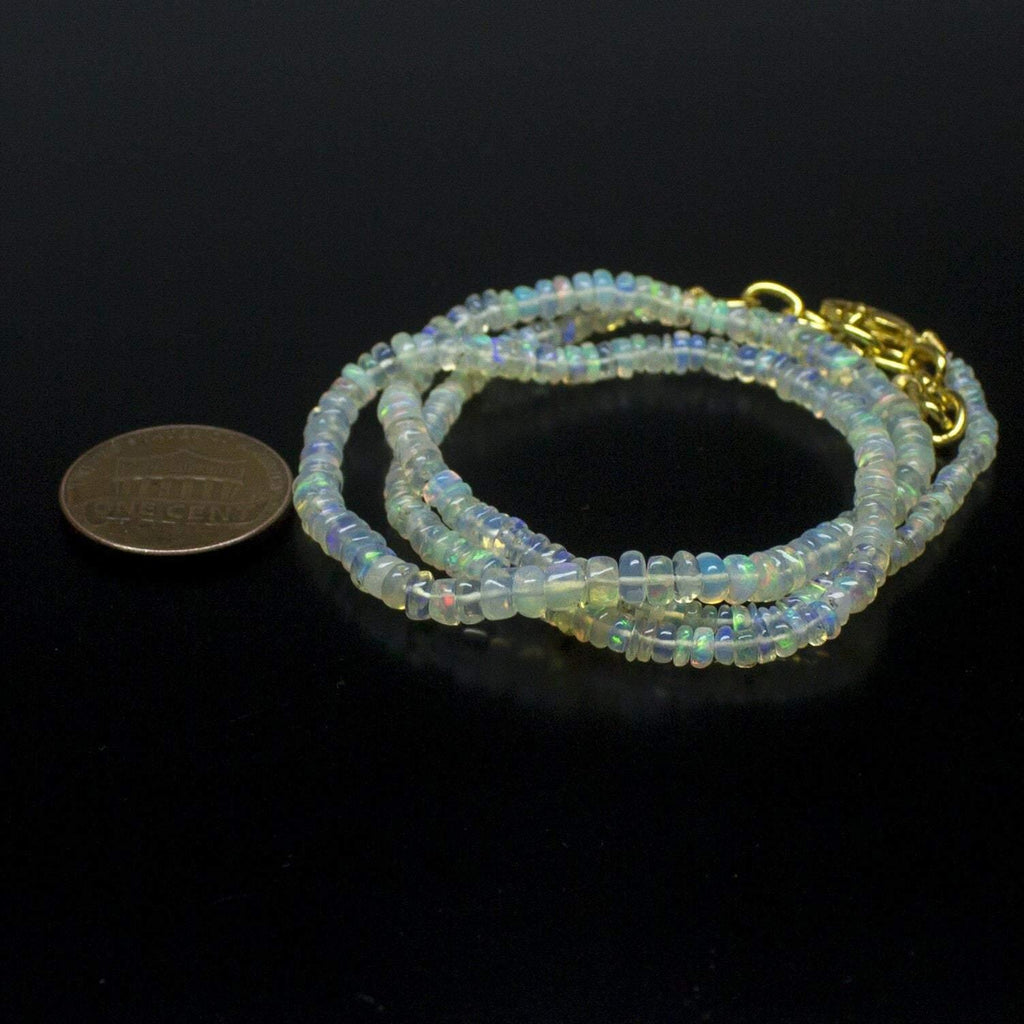 Ethiopian Opal Smooth Rondelle Beads Gold Vermeil Necklace 18" 3mm 4mm - Jalvi & Co.