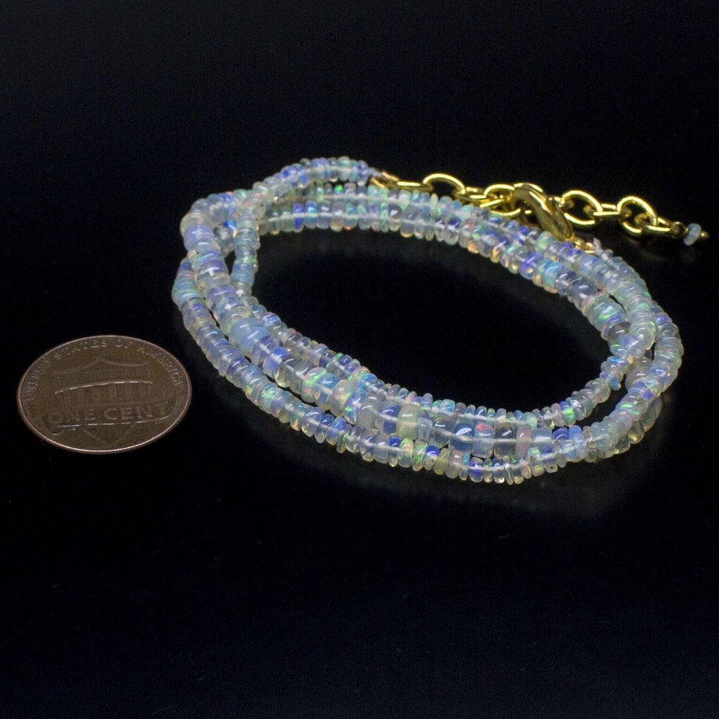 Ethiopian Opal Smooth Rondelle Beads Gold Vermeil Necklace 18" 3mm 4mm - Jalvi & Co.