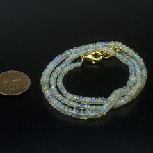 Load image into Gallery viewer, Ethiopian Opal Smooth Rondelle Beads Gold Vermeil Necklace 18&quot; 3mm 4mm - Jalvi &amp; Co.