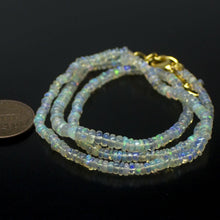 Load image into Gallery viewer, Ethiopian Opal Smooth Rondelle Beads Gold Vermeil Necklace 18&quot; 3mm 4mm - Jalvi &amp; Co.