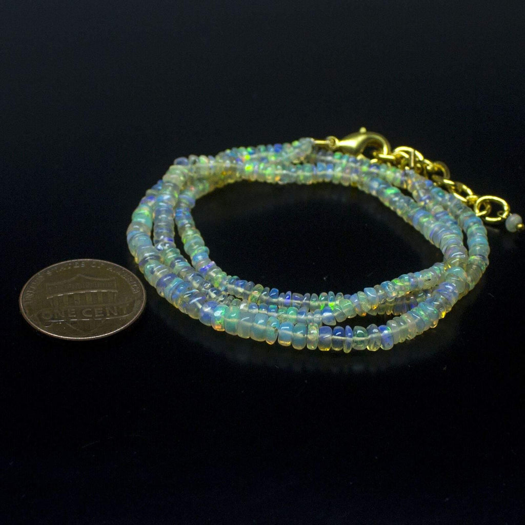 Ethiopian Opal Smooth Rondelle Beads Gold Vermeil Necklace 18" 3mm 4mm - Jalvi & Co.