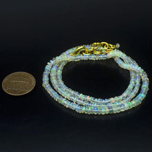 Load image into Gallery viewer, Ethiopian Opal Smooth Rondelle Beads Gold Vermeil Necklace 18&quot; 3mm 4mm - Jalvi &amp; Co.