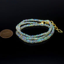 Load image into Gallery viewer, Ethiopian Opal Smooth Rondelle Beads Gold Vermeil Necklace 18&quot; 3mm 4mm - Jalvi &amp; Co.