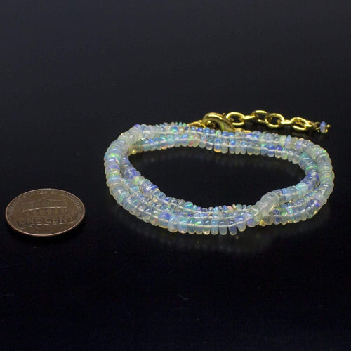 Ethiopian Opal Smooth Rondelle Beads Gold Vermeil Necklace 19