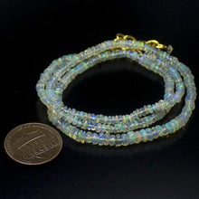 Load image into Gallery viewer, Ethiopian Opal Smooth Rondelle Beads Gold Vermeil Necklace 19&quot; 2mm 4mm - Jalvi &amp; Co.