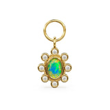 Ethiopian Welo Opal Oval Diamond Charm / 14k 18k Solid Gold Opal Pendant / Ethiopian Opal Jewelry / Opal Diamond Pendant / Gemstone Charm