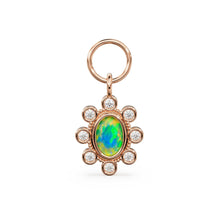 Load image into Gallery viewer, Ethiopian Welo Opal Oval Diamond Charm / 14k 18k Solid Gold Opal Pendant / Ethiopian Opal Jewelry / Opal Diamond Pendant / Gemstone Charm - Jalvi &amp; Co.