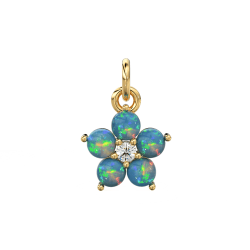 Ethiopian Welo Opal Round Diamond Pendant / 14k 18k Solid Gold Pendant / Ethiopian Opal Pendant / Opal Diamond Pendant / Christmas Sale - Jalvi & Co.