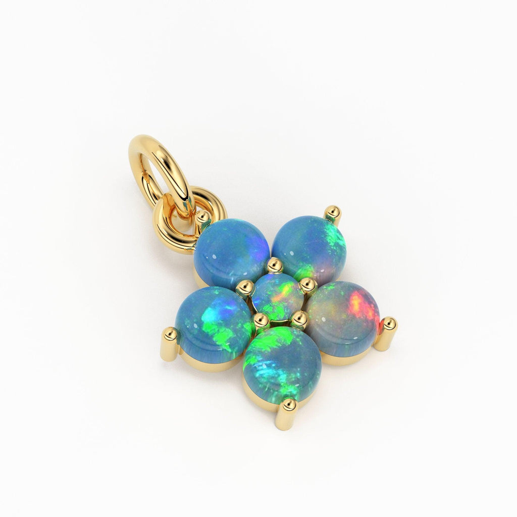 Ethiopian Welo Opal Round Diamond Pendant / 14k 18k Solid Gold Pendant / Ethiopian Opal Pendant / Opal Diamond Pendant / Sale - Jalvi & Co.