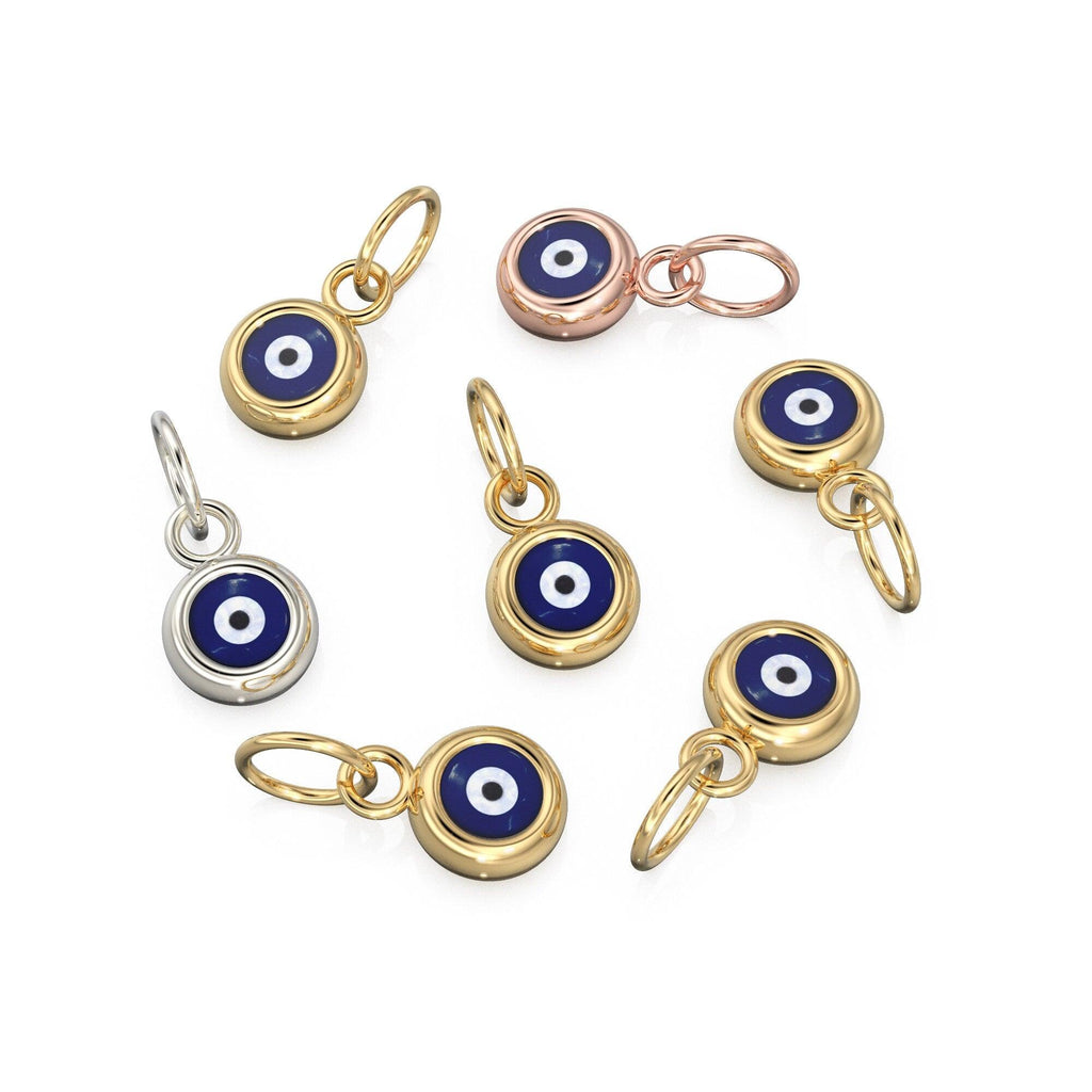 Evil Eye 18k Solid Gold Evil Eye Murano Charm / Good luck and Protection Enamel Pendant - Jalvi & Co.