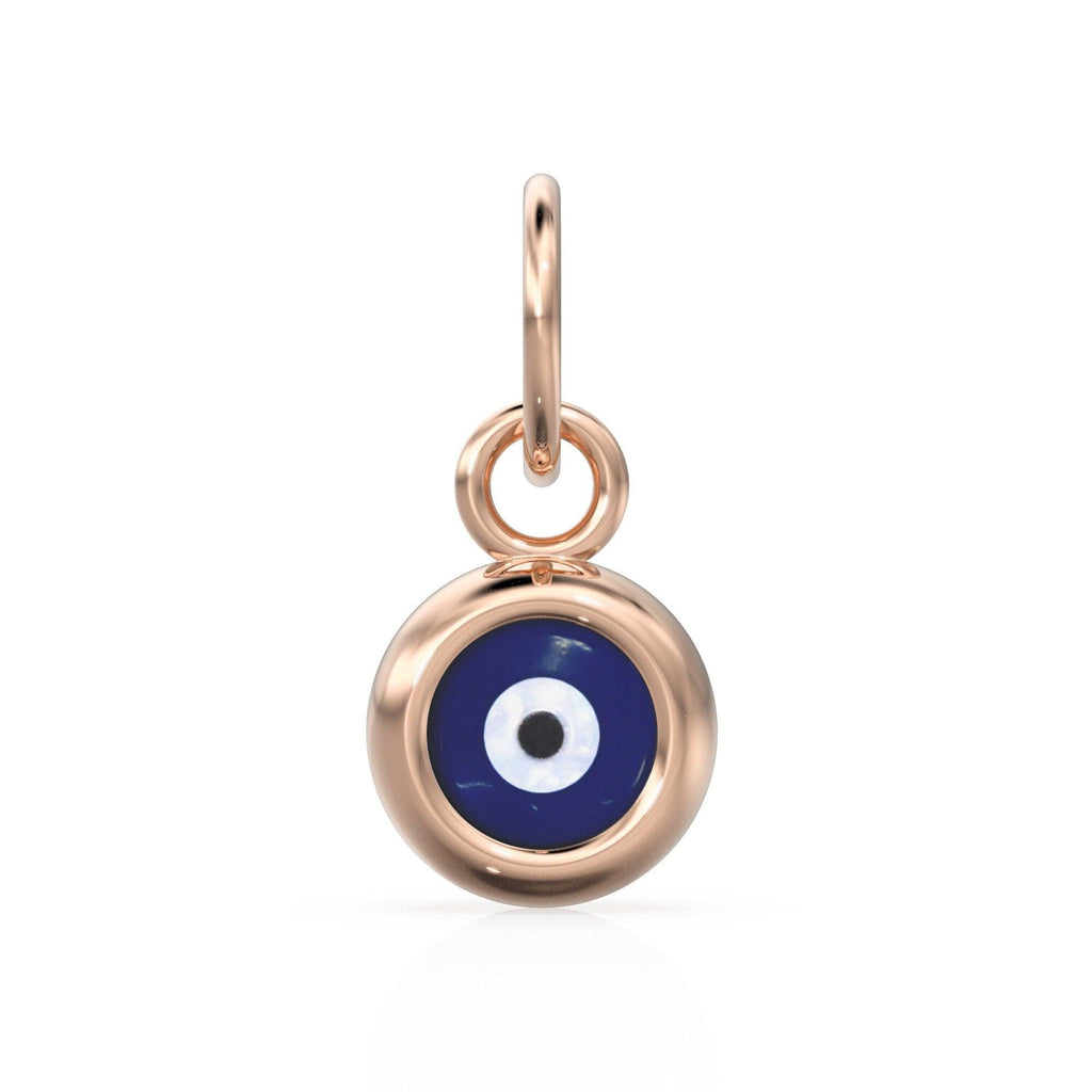 Evil Eye 18k Solid Gold Evil Eye Murano Charm / Good luck and Protection Enamel Pendant - Jalvi & Co.