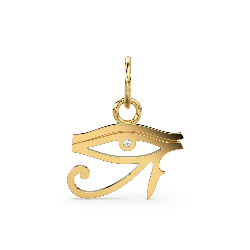 Eye of Horus Diamond 14k 18k Solid Gold Charm Pendant, Eye of Horus Charm, Gold Charm Finding, Egyptian Solid Gold Pendant - Jalvi & Co.