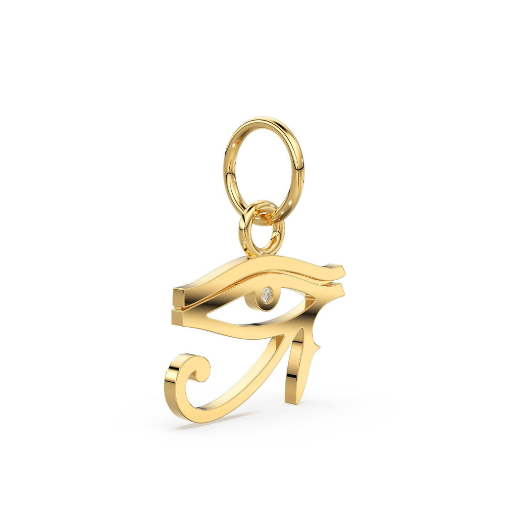 Eye of Horus Diamond 14k 18k Solid Gold Charm Pendant, Eye of Horus Charm, Gold Charm Finding, Egyptian Solid Gold Pendant - Jalvi & Co.