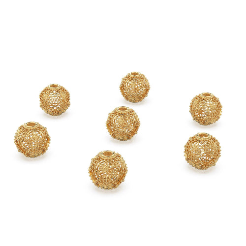 Fancy Floral and Beautiful Solid Gold 14k 18k Handmade Gold Spacer Bead Jewelry Making Supply 6mm 8mm 10mm - Jalvi & Co.