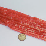 Fanta Orange Carnelian Square Smooth Box Gemstone Loose Beads Strand 4-4.5mm 16