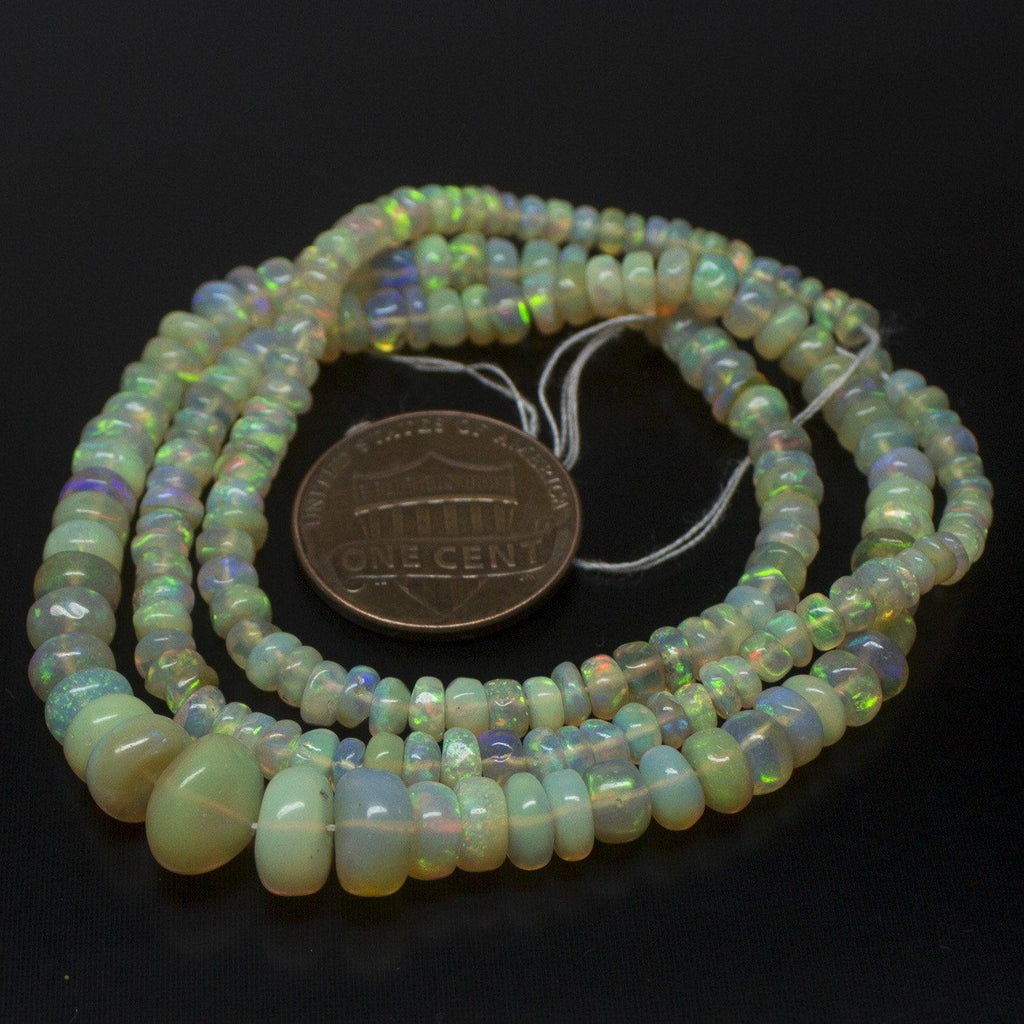 Fire Ethiopian Opal Smooth Rondelle Gemstone Beads 6inches 4.5mm 5.5mm - Jalvi & Co.
