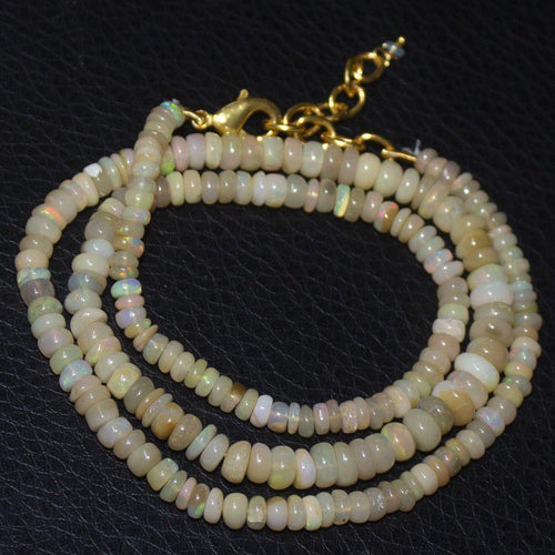 Fire Ethiopian Welo Opal Gold Vermeil Smooth Rondelle Necklace 19