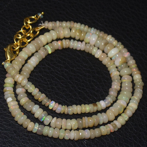 Fire Ethiopian Welo Opal Gold Vermeil Smooth Rondelle Necklace 19