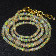 Load image into Gallery viewer, Fire Flash Ethiopian Welo Opal Gold Vermeil Smooth Rondelle Necklace 3mm 5mm 19&quot; - Jalvi &amp; Co.