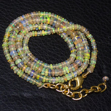 Load image into Gallery viewer, Fire Flash Ethiopian Welo Opal Gold Vermeil Smooth Rondelle Necklace 3mm 5mm 19&quot; - Jalvi &amp; Co.