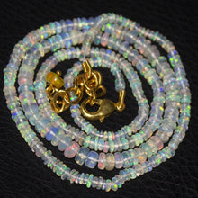 Load image into Gallery viewer, Fire Flash Ethiopian Welo Opal Gold Vermeil Smooth Rondelle Necklace 4mm 2mm 21&quot; - Jalvi &amp; Co.