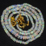 Fire Flash Ethiopian Welo Opal Gold Vermeil Smooth Rondelle Necklace 4mm 2mm 21