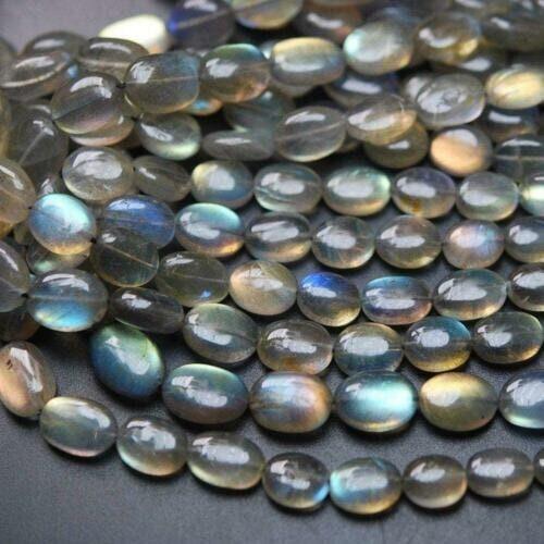 Fire Labradorite Smooth Oval Gemstone Loose Spacer Beads Strand 10