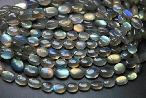 Fire Labradorite Smooth Oval Gemstone Loose Spacer Beads Strand 10
