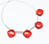 Fire Opal Quartz Faceted Cushion Beads 8mm 10pc