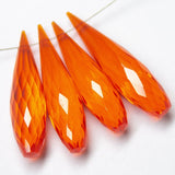 Fire Opal Quartz Faceted Tear Drop Beads 30x7mm 4pc