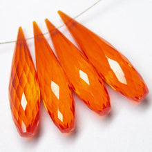 Load image into Gallery viewer, Fire Opal Quartz Faceted Tear Drop Beads 30x7mm 4pc - Jalvi &amp; Co.