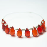 Fire Opal Quartz Faceted Teardrop Beads 10mm 5mm 10pc