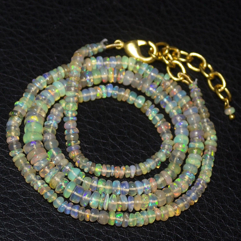 Fire Welo Ethiopian Opal Gold Vermeil Smooth Rondelle Necklace 3mm 5mm 20" - Jalvi & Co.