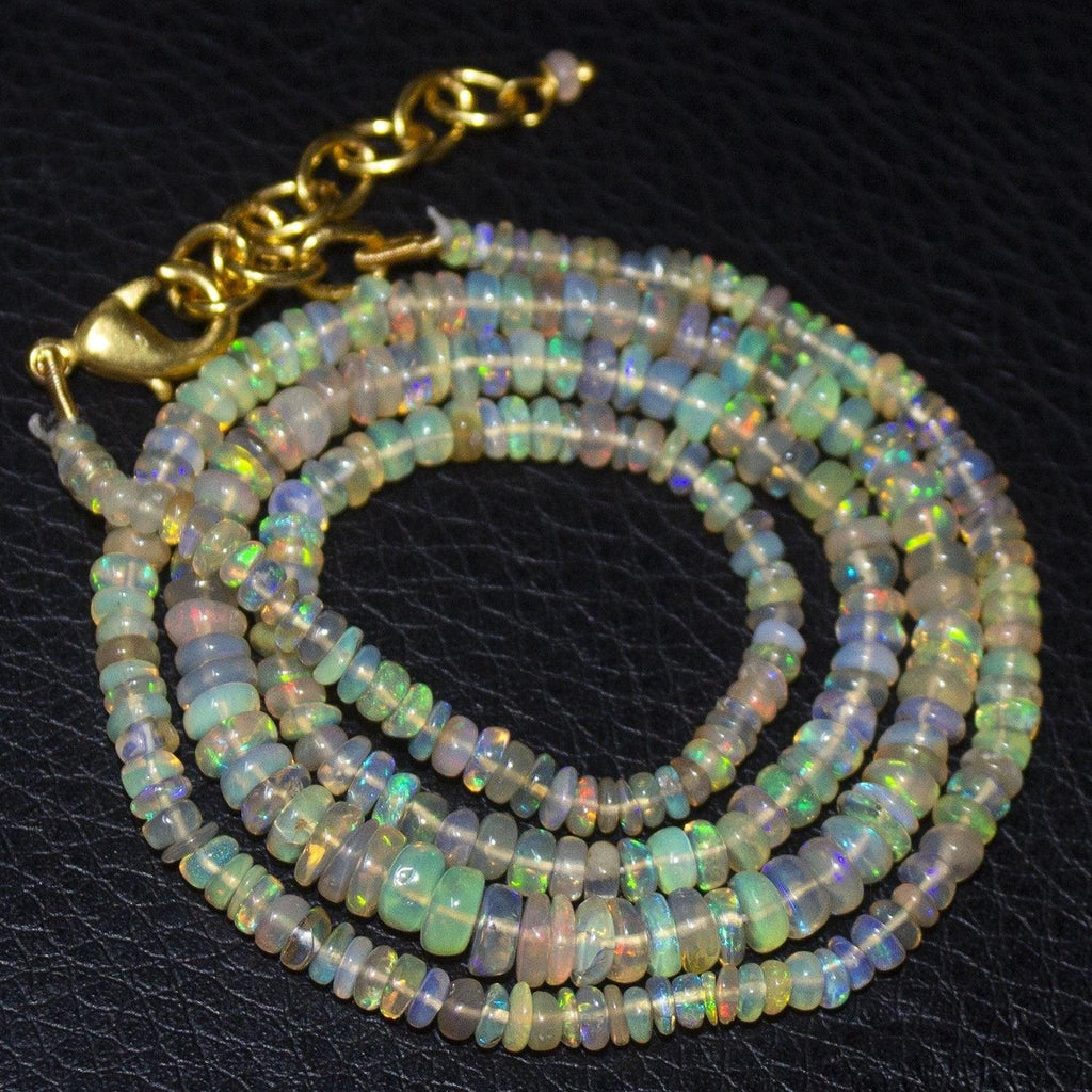 Fire Welo Ethiopian Opal Gold Vermeil Smooth Rondelle Necklace 3mm 5mm 20" - Jalvi & Co.