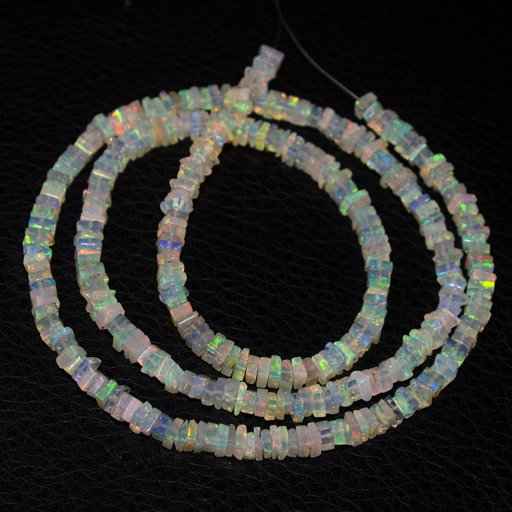 Fire Welo Ethiopian Opal Smooth Rondelle Gemstone Loose Spacer Beads 9" 3mm 4mm - Jalvi & Co.