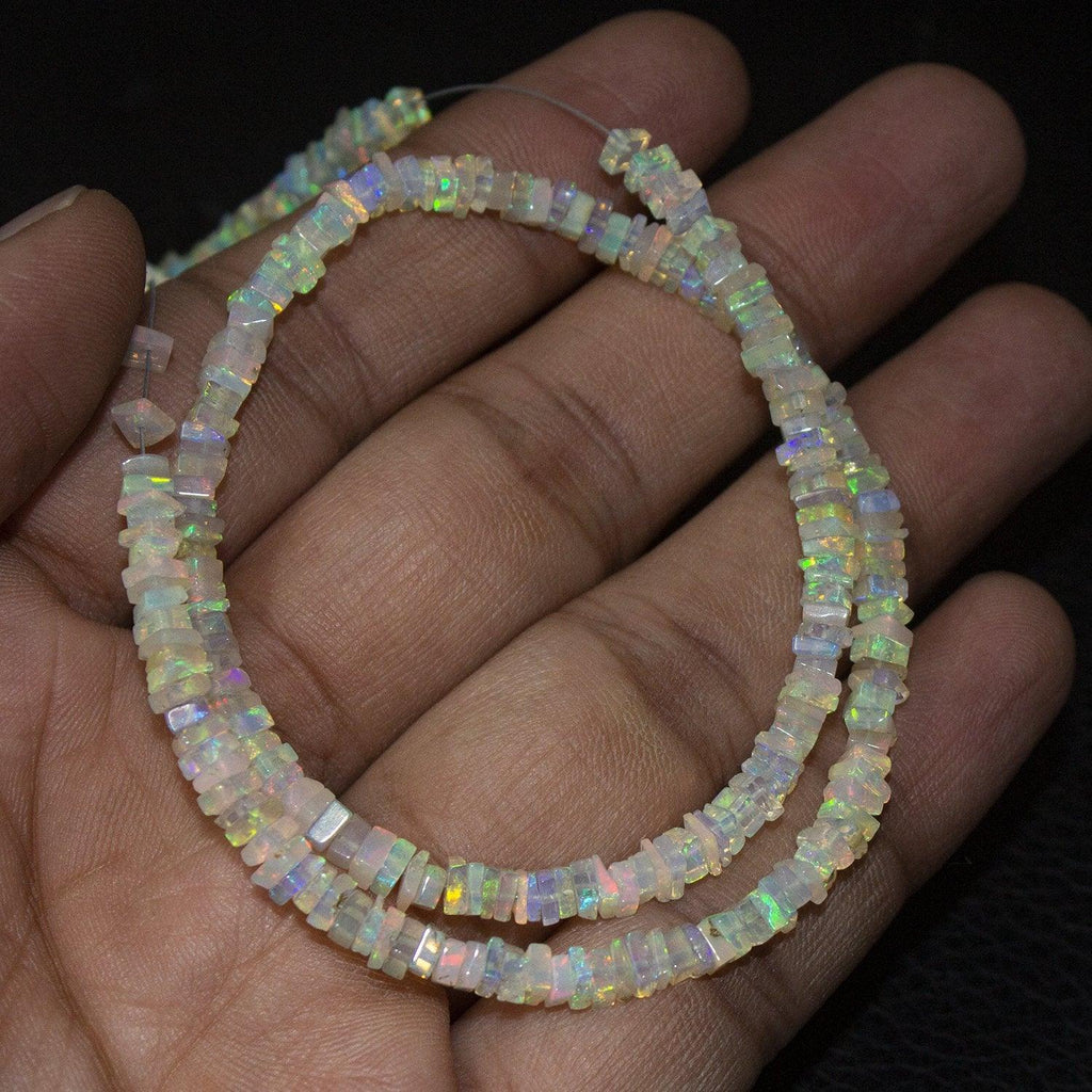 Fire Welo Ethiopian Opal Smooth Rondelle Gemstone Loose Spacer Beads 9" 3mm 4mm - Jalvi & Co.