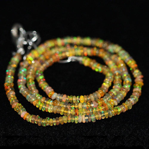 Fire Welo Ethiopian Opal Smooth Rondelle Necklace Beads 2.5mm 3mm 25.7ct 19