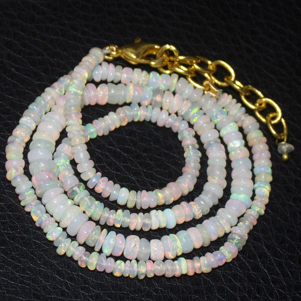 Flashy Ethiopian Welo Opal Gold Vermeil Smooth Rondelle Necklace 18" 3mm 4.5mm - Jalvi & Co.