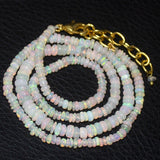 Flashy Ethiopian Welo Opal Gold Vermeil Smooth Rondelle Necklace 18