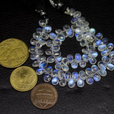 Flashy Real Blue Moonstone Gemstone Faceted Pear Drop Briolette Beads 7mm 6mm 5