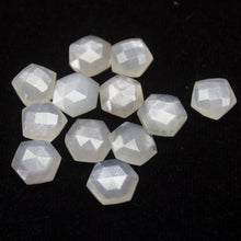 Load image into Gallery viewer, Flashy White Moonstone Faceted Hexagon Gemstone Loose Pair Beads 2pc 10mm - Jalvi &amp; Co.