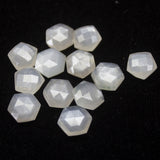 Flashy White Moonstone Faceted Hexagon Gemstone Loose Pair Beads 2pc 10mm