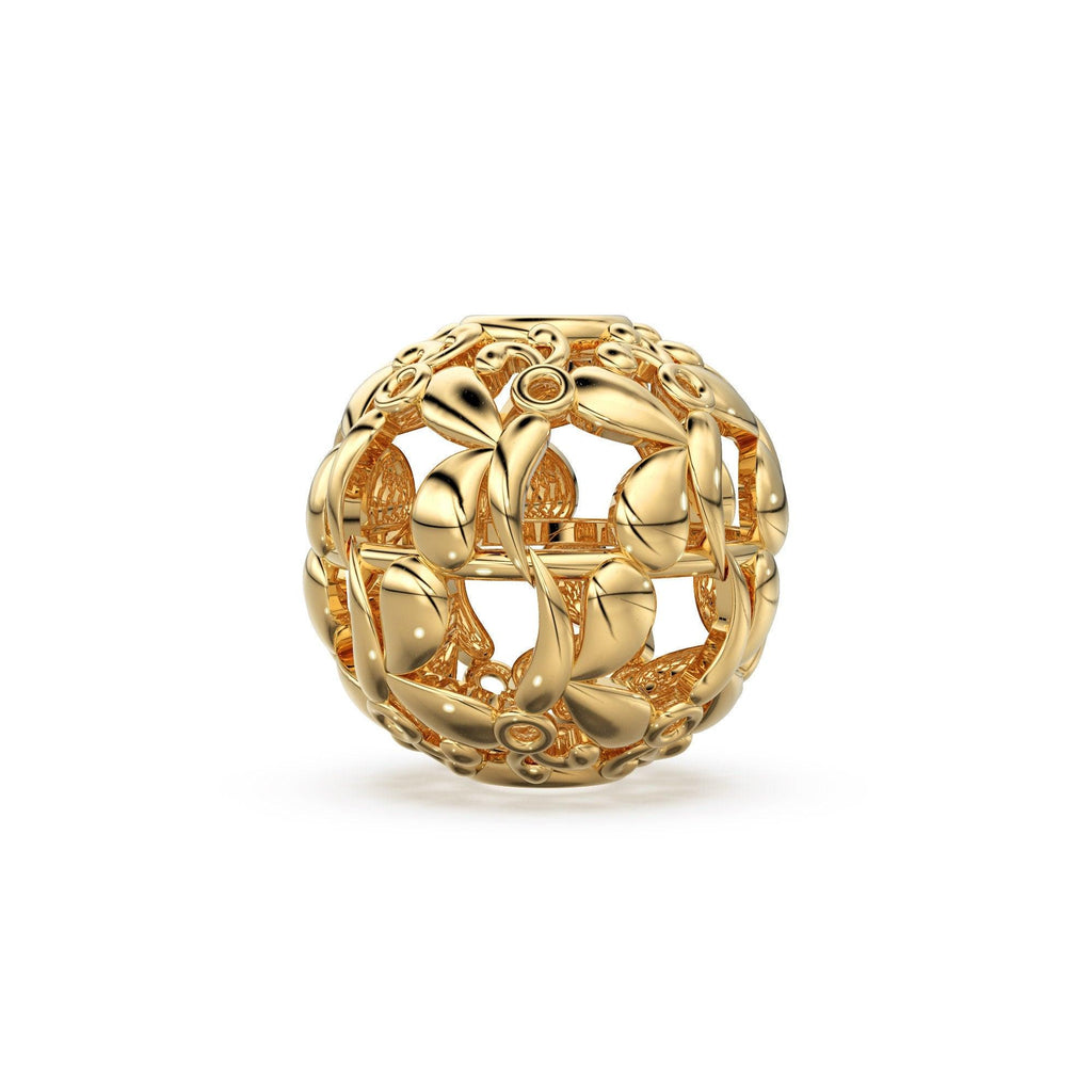 Floral Design and Beautiful Solid Gold 14k 18k Handmade Gold Spacer Bead Jewelry Making Supply 6mm 8mm 10mm - Jalvi & Co.