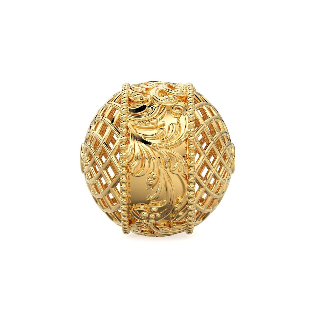 Floral Designer Solid Gold 14k 18k Handmade Gold Spacer Bead Jewelry Making Supply available in 7mm 9mm 12mm - Jalvi & Co.