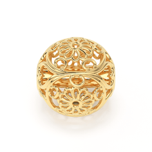 Load image into Gallery viewer, Floral Round Designer Solid Gold 14k 18k Handmade Gold Spacer Bead Jewelry Making Supply 6mm - Jalvi &amp; Co.