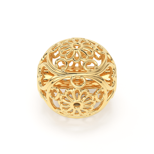 Floral Round Designer Solid Gold 14k 18k Handmade Gold Spacer Bead Jewelry Making Supply 6mm - Jalvi & Co.