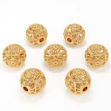 Load image into Gallery viewer, Floral Round Designer Solid Gold 14k 18k Handmade Gold Spacer Bead Jewelry Making Supply 6mm - Jalvi &amp; Co.