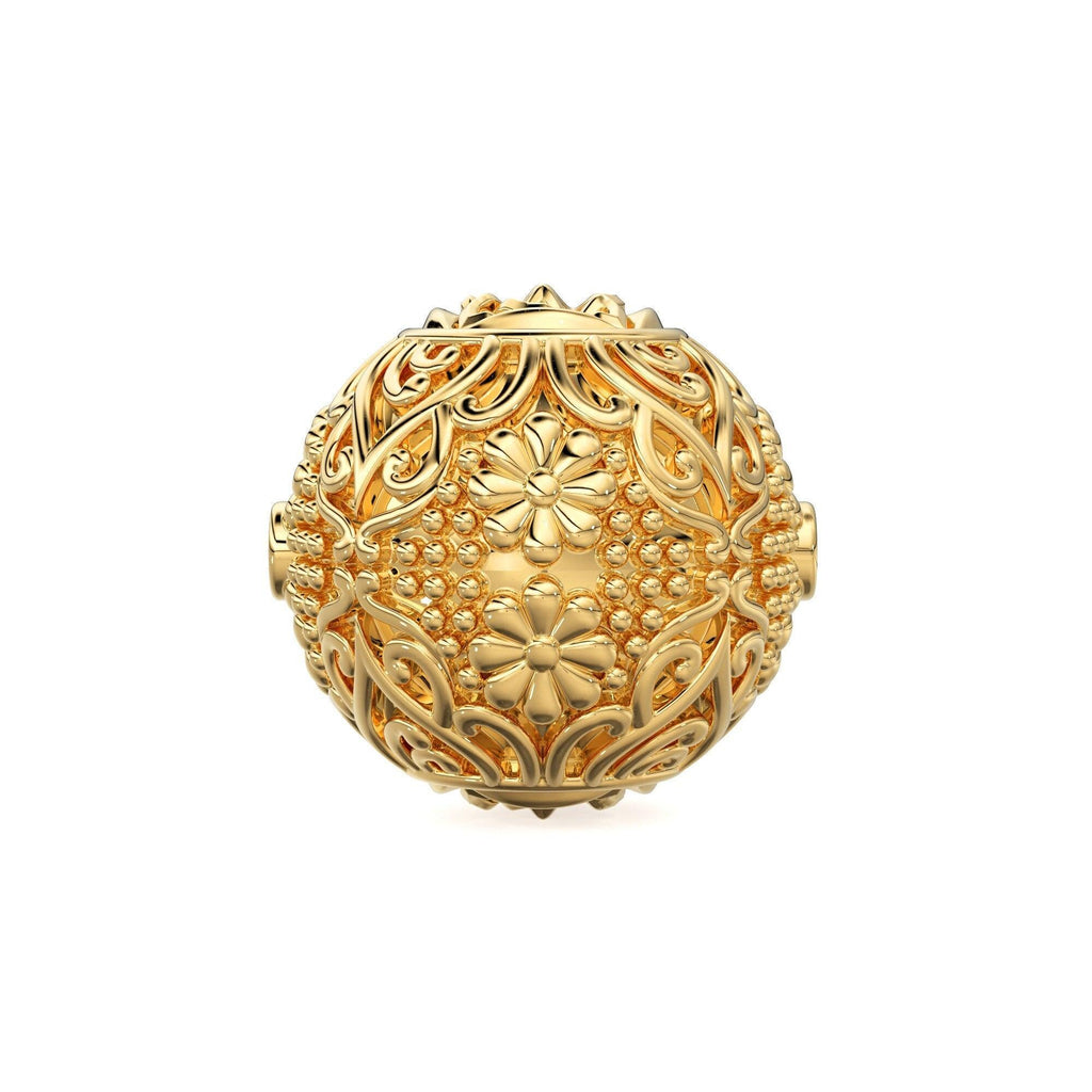 Floral Sturdy Heavy Solid Gold 14k 18k Handmade Gold Spacer Bead Jewelry Making Supply available in 12.50mm - Jalvi & Co.
