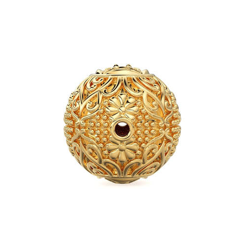 Floral Sturdy Heavy Solid Gold 14k 18k Handmade Gold Spacer Bead Jewelry Making Supply available in 12.50mm - Jalvi & Co.
